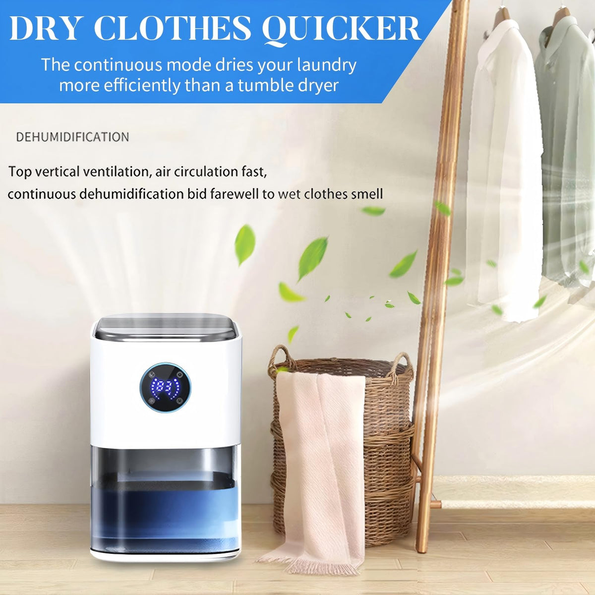 NISQIEY 2000ML White Dehumidifier for Room Damp Air Purifier DEMO