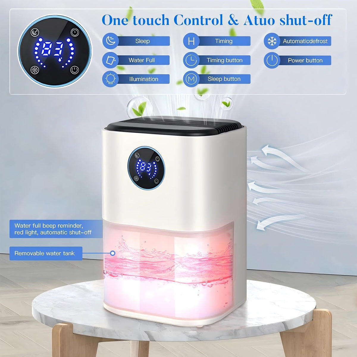 NISQIEY 2000ML White Dehumidifier for Room Damp Air Purifier DEMO