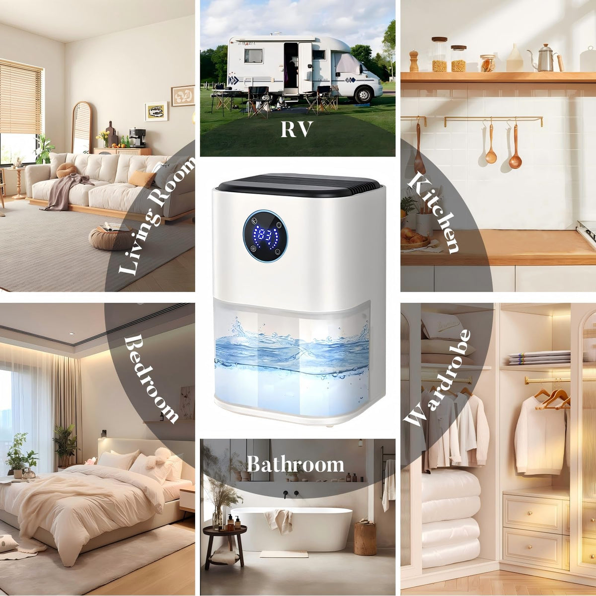 NISQIEY 2000ML White Dehumidifier for Room Damp Air Purifier DEMO