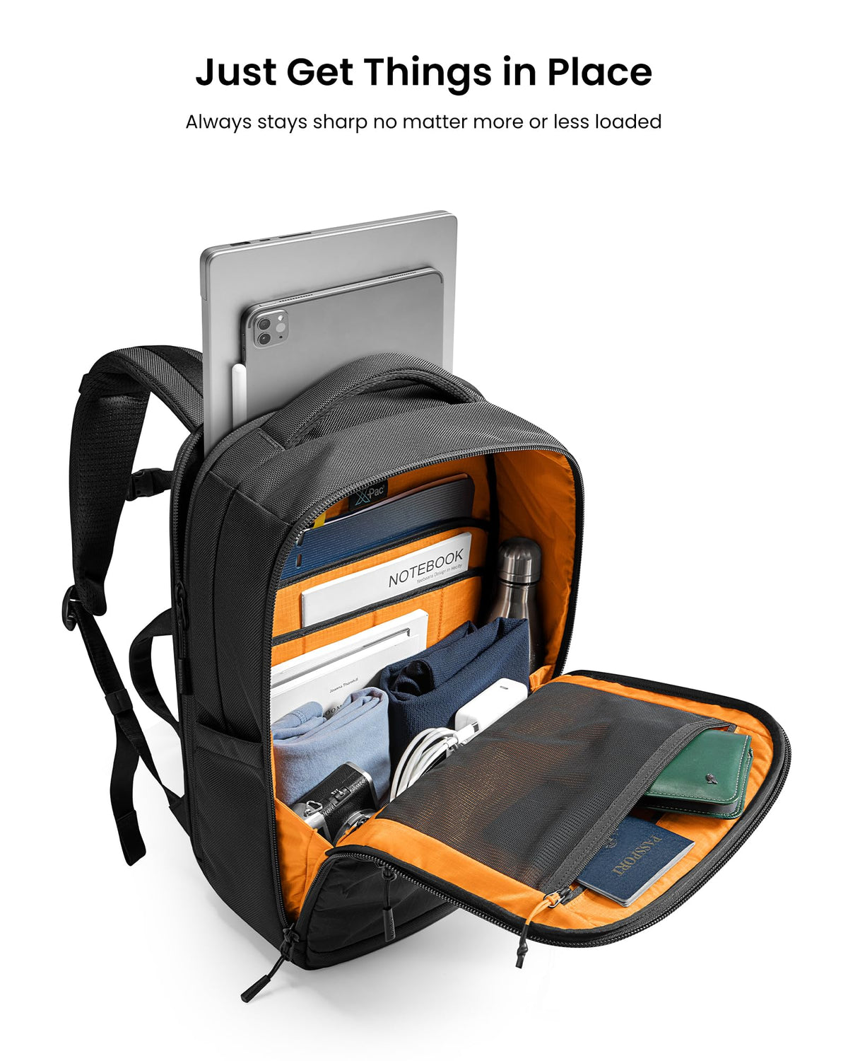 tomtoc 28L Backpacks X-Pac Laptop Backpack Black Business Professional Size NEW