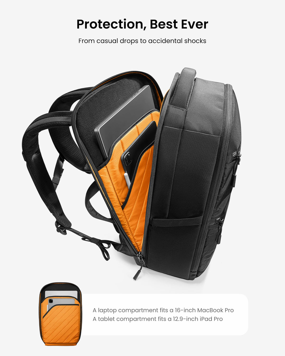 tomtoc 28L Backpacks X-Pac Laptop Backpack Black Business Professional Size NEW