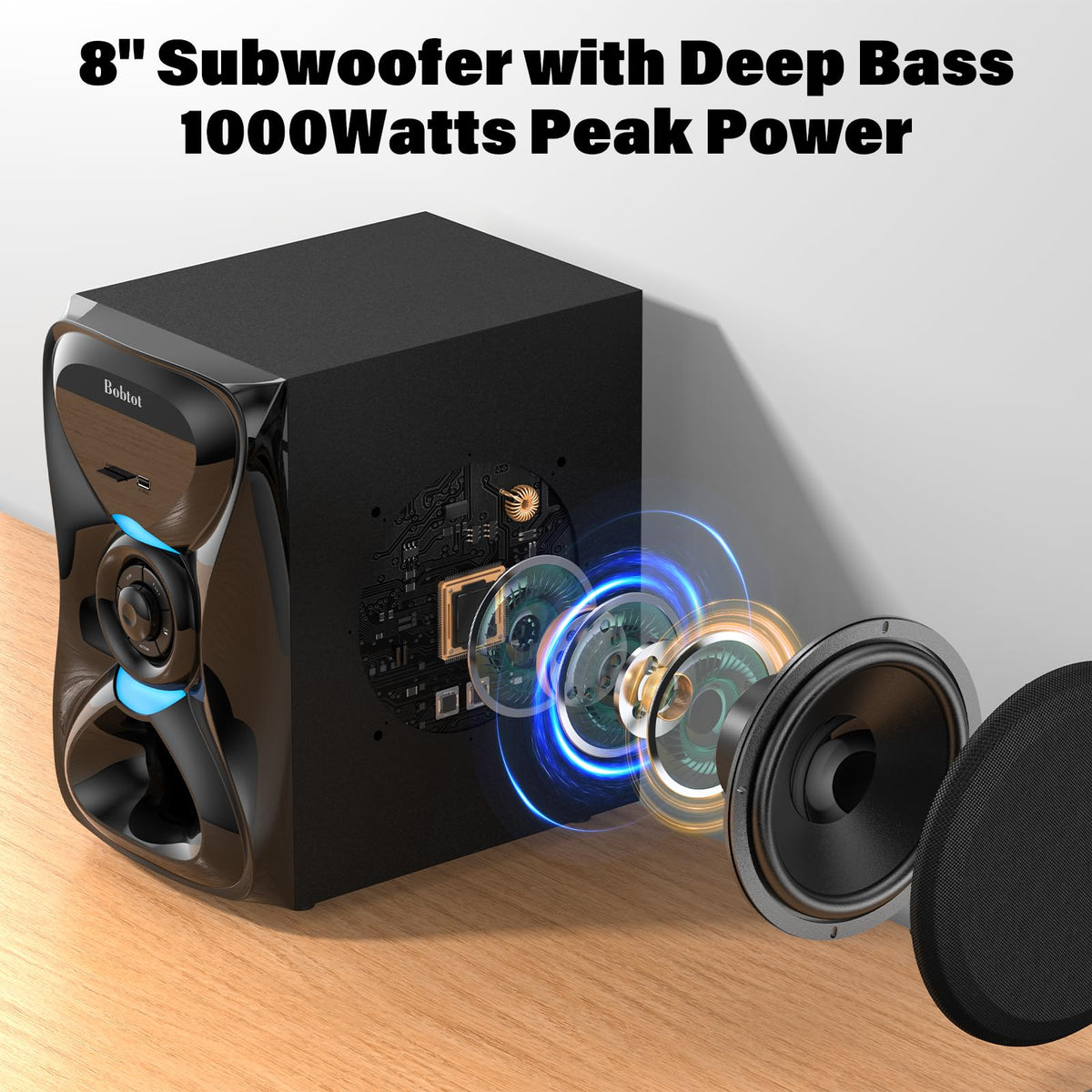 Bobtot Wireless Speaker Systems Rear Speakers 1000W Subwoofer System Black DEMO