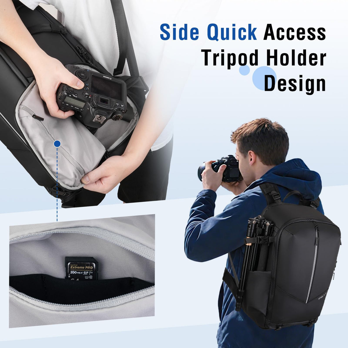 MOSISO Waterproof DSLR Camera Backpack 18.5 inch Black Large Bag Size 18.5 NEW