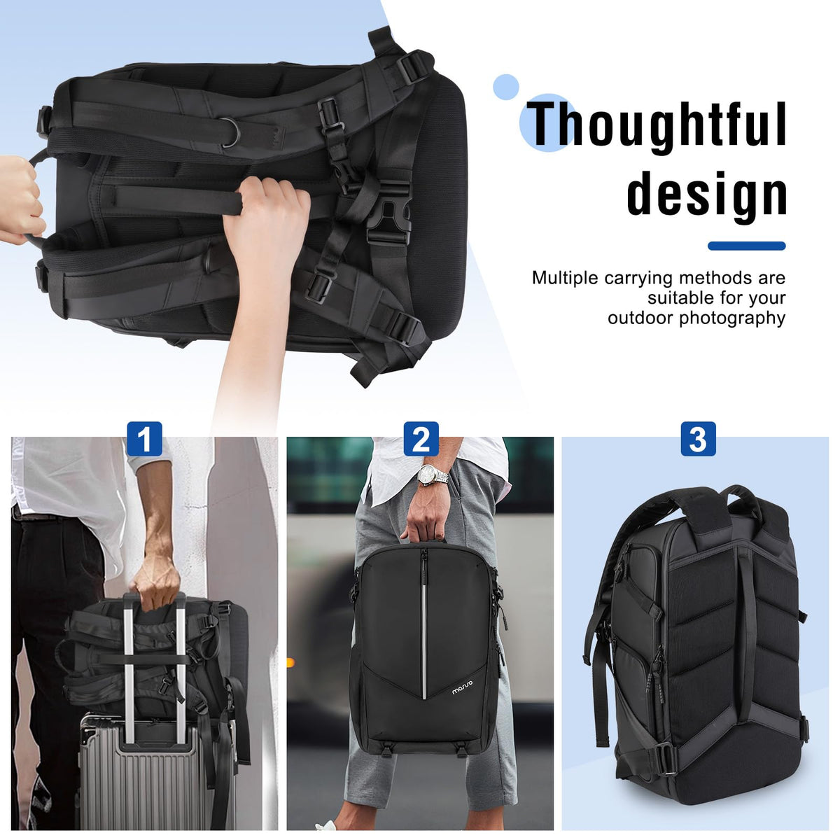 MOSISO Waterproof DSLR Camera Backpack 18.5 inch Black Large Bag Size 18.5 NEW