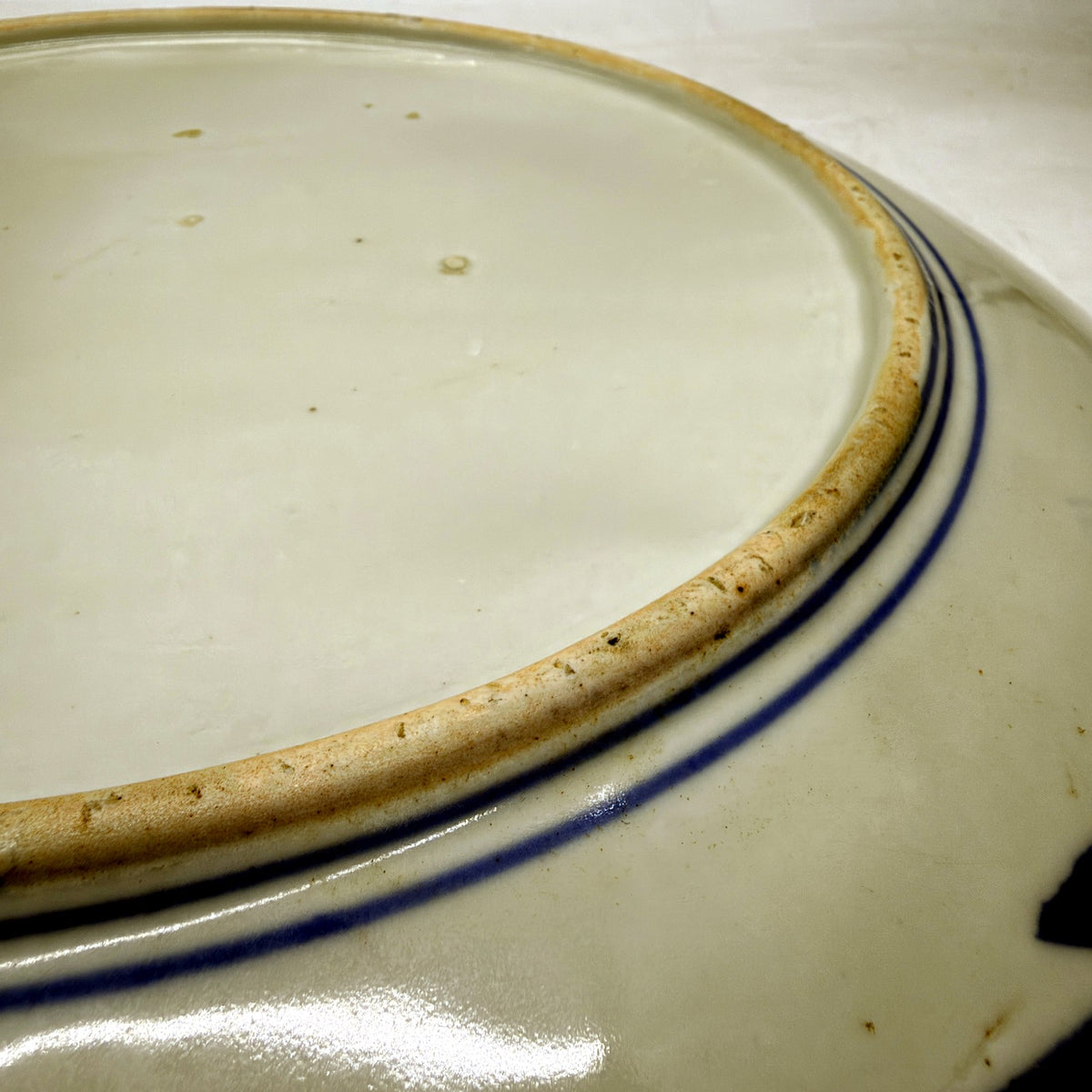 Japan Hand-Painted Large Imari Porcelain Plate Cobalt Blue Clay Red Design 40cm