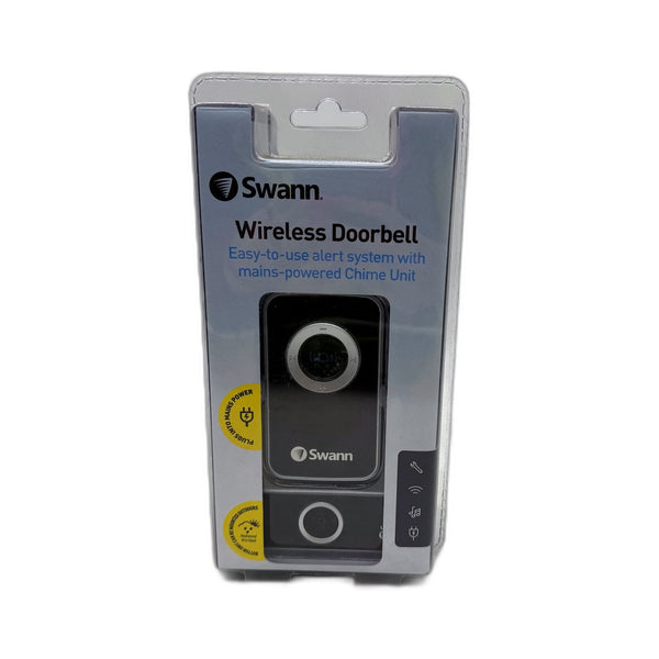 Swann Wireless Doorbell Mains Powered Weatherproof Black 433MHz NEW