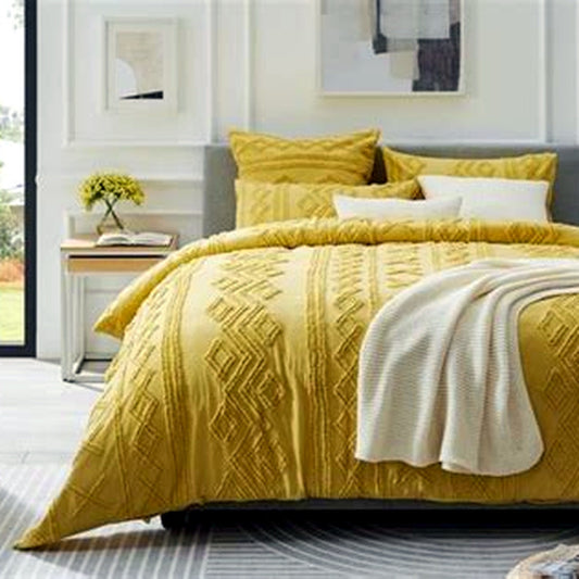 Trafalgar Quilt Cover Set Tufted Honeysuckle Yellow Gold KING Size NEW