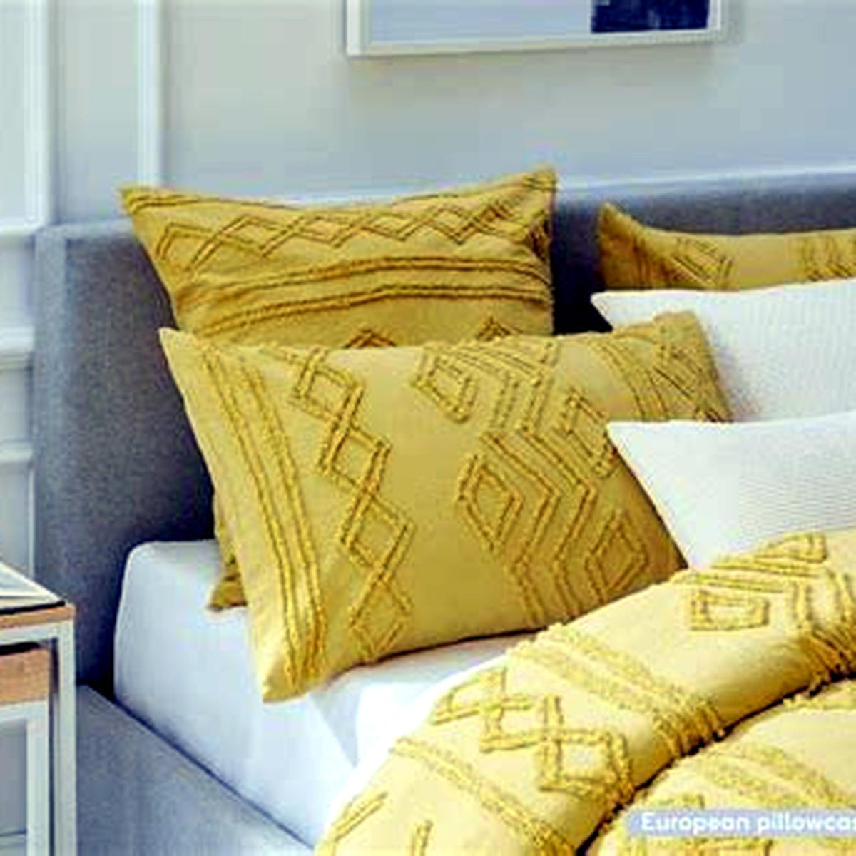 Trafalgar Quilt Cover Set Tufted Honeysuckle Yellow Gold KING Size NEW