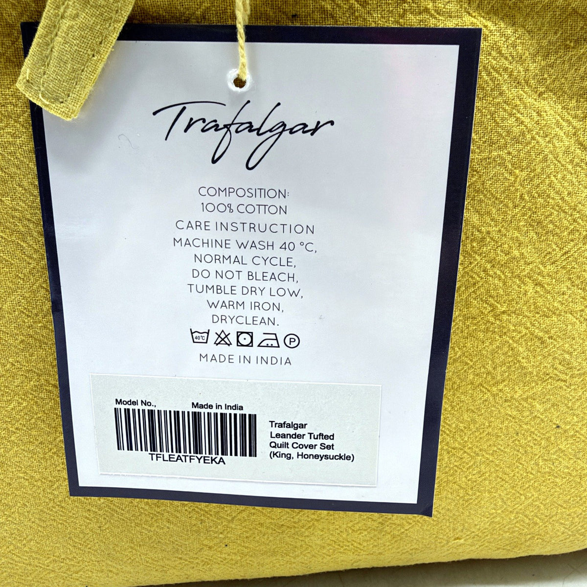Trafalgar Quilt Cover Set Tufted Honeysuckle Yellow Gold KING Size NEW