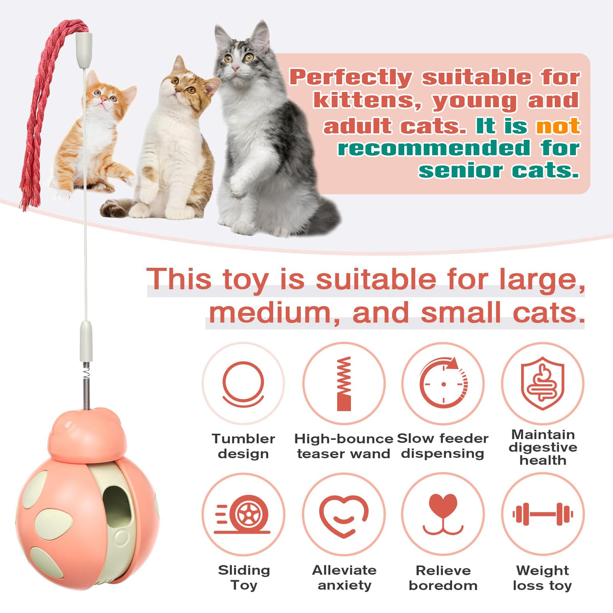 TANNRAN Interactive Beetle Glide Cat Toy Food Dispenser - Pink NEW