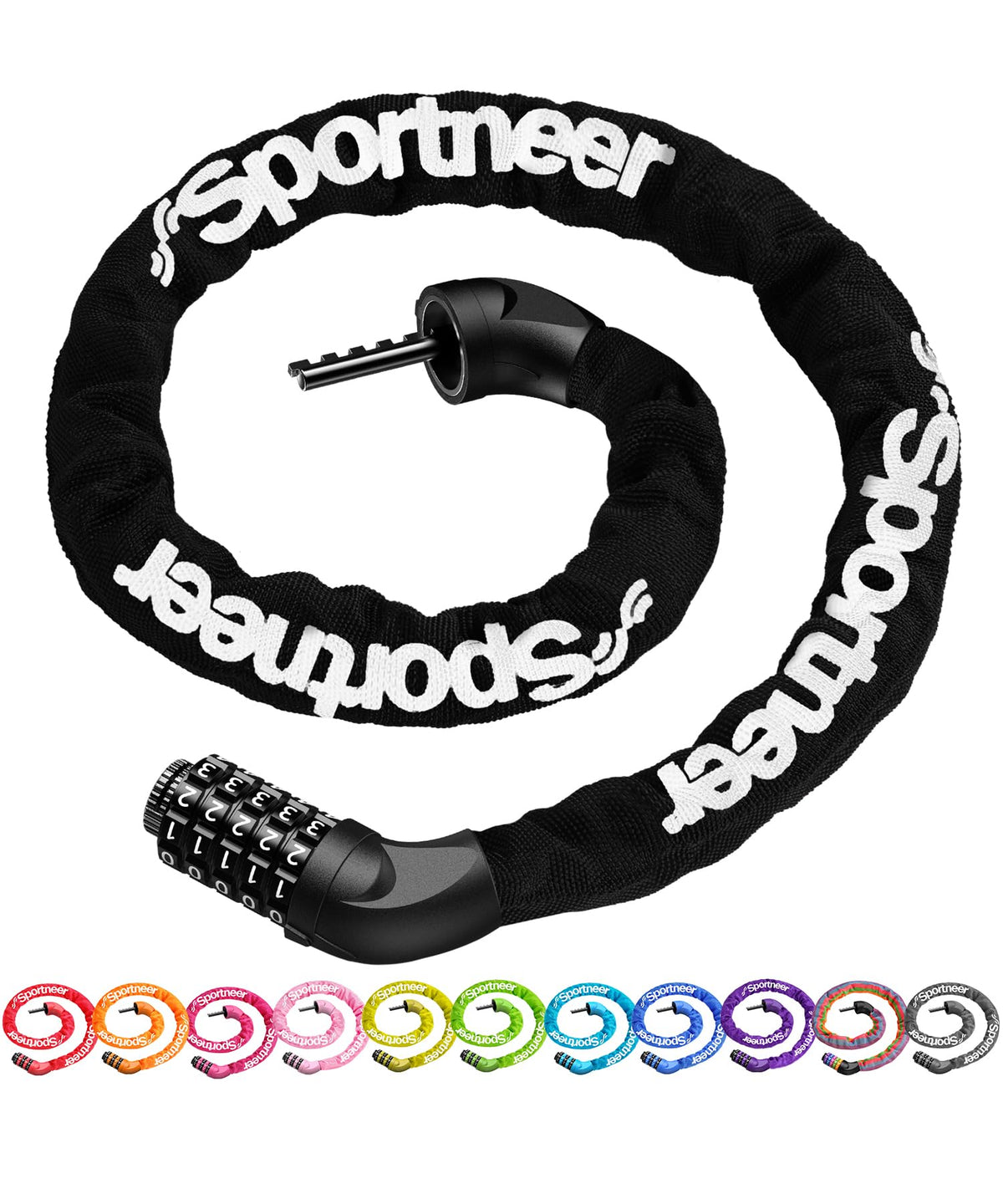 Sportneer 1m Bike Lock 6mm Thick 5 Digit Combination Black NEW