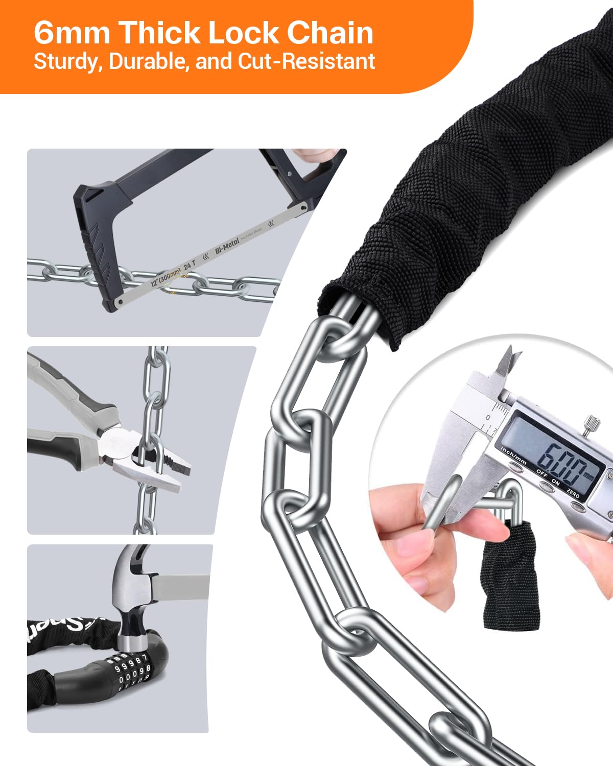 Sportneer 1m Bike Lock 6mm Thick 5 Digit Combination Black NEW