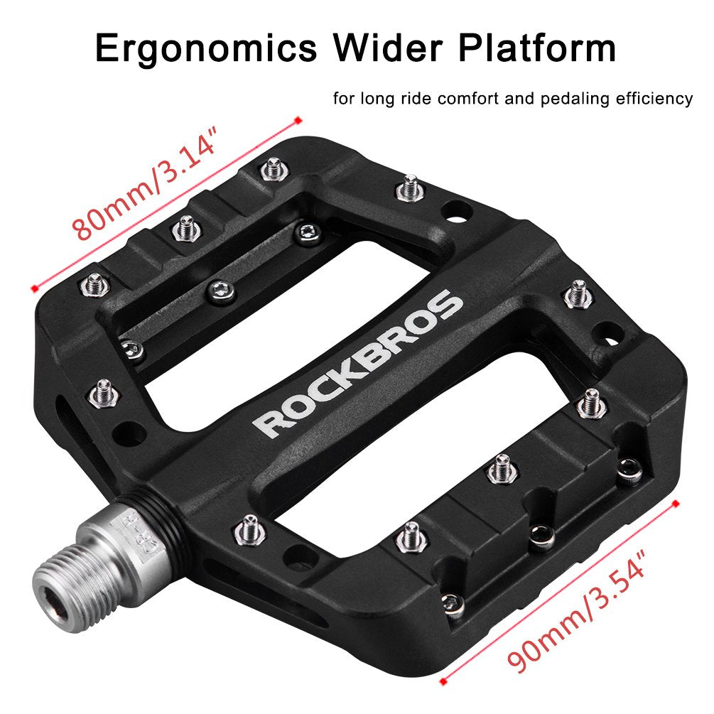 ROCKBROS MTB Mountain Bike Pedals Lightweight Nylon Fiber Black NEW