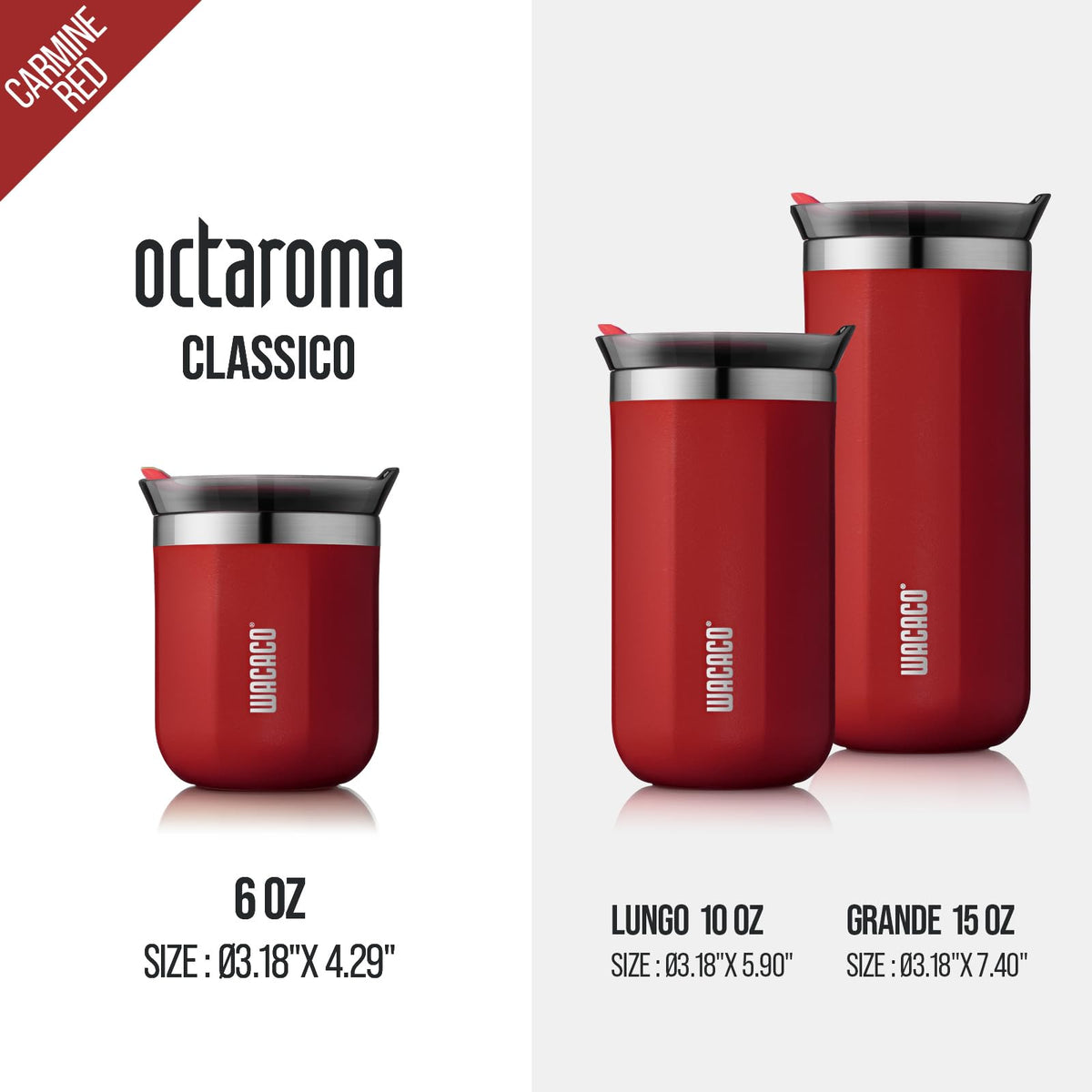 WACACO Octaroma Classico Vacuum Insulated Coffee Mug Carmine Red 6 fl oz NEW