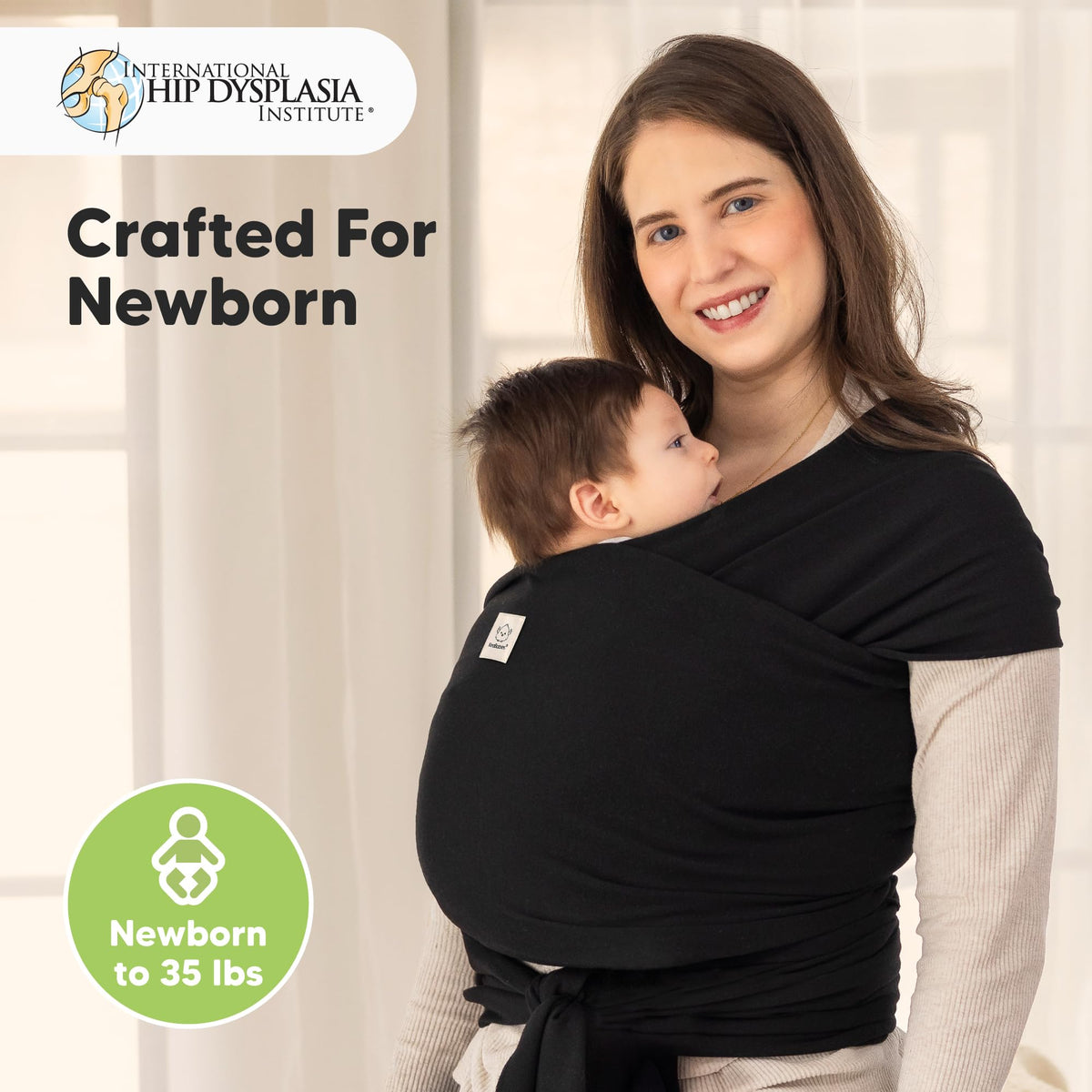 KeaBabies Baby Wrap Carrier Newborn to Toddler - Trendy Black NEW