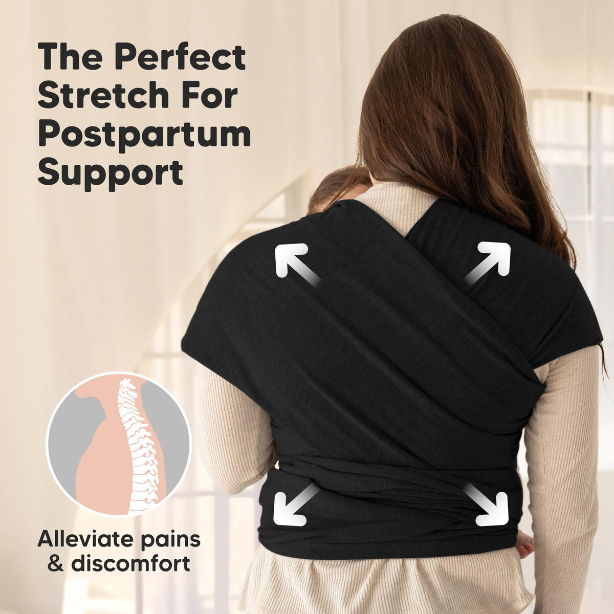 KeaBabies Baby Wrap Carrier Newborn to Toddler - Trendy Black NEW