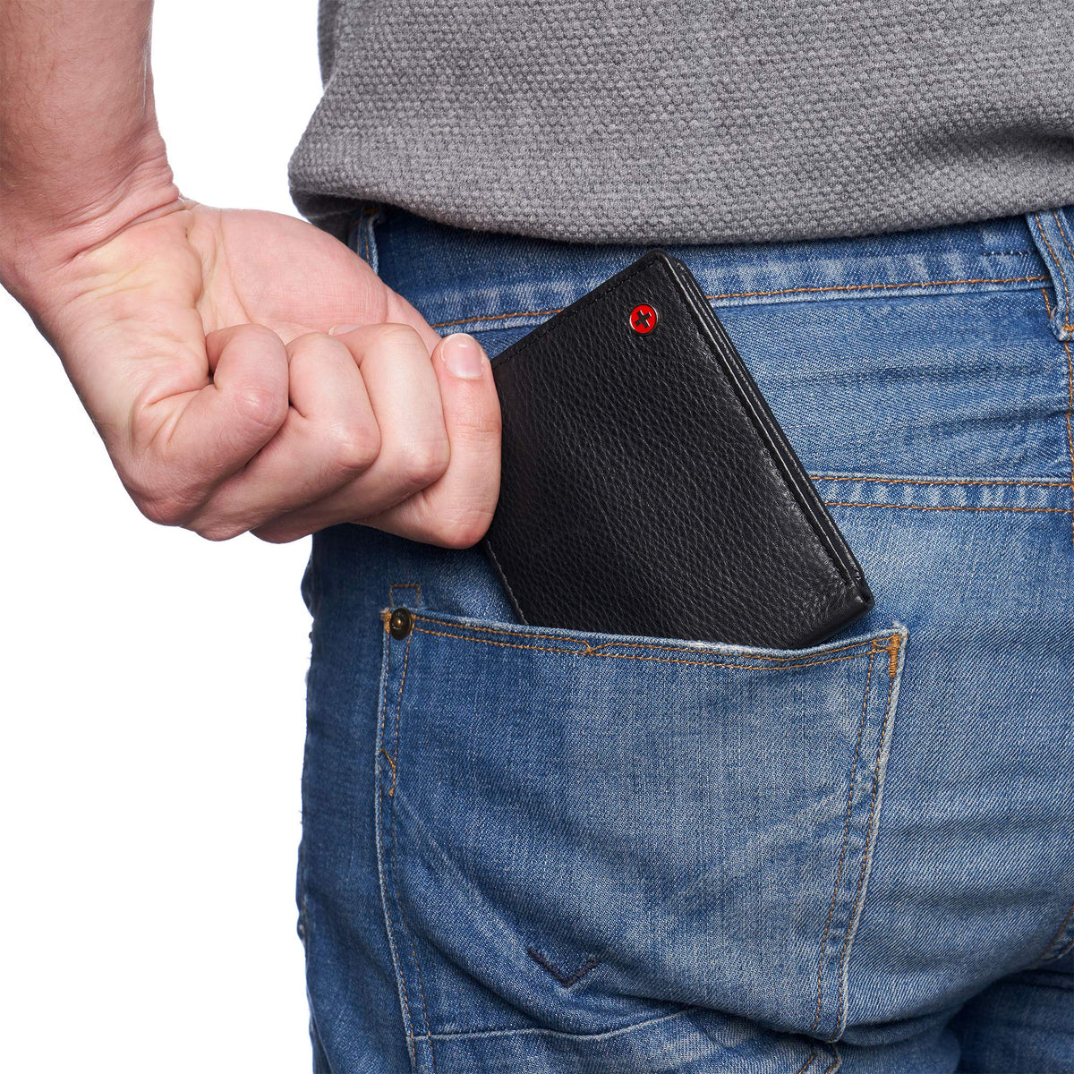 Alpine Swiss Wallets Black Leather Bifold Wallet RFID Safe Flipout ID NEW