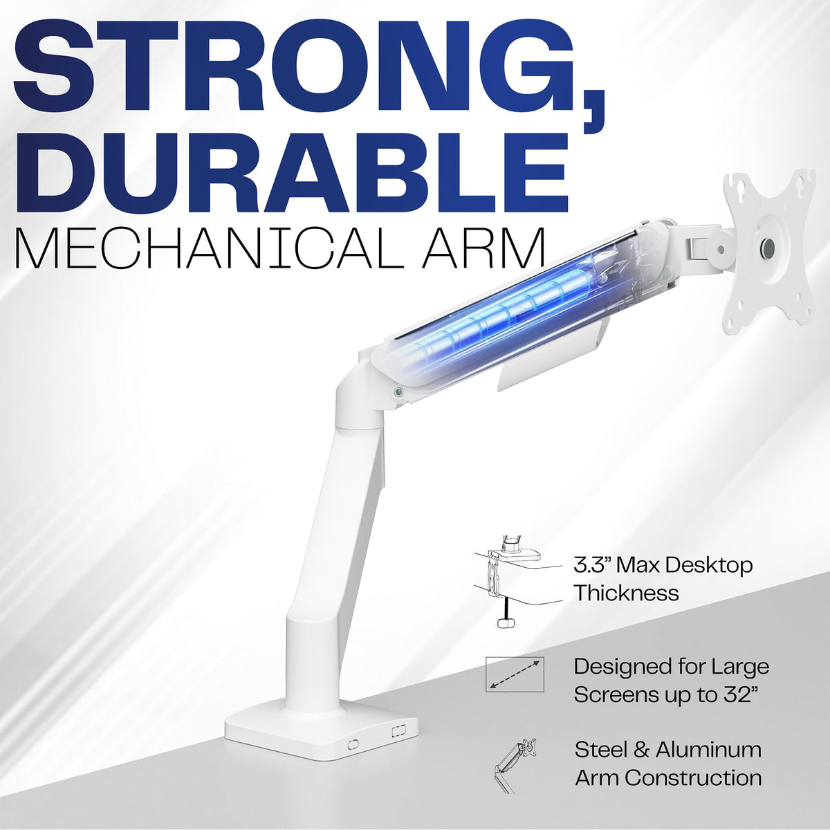 VIVO Single Monitor Arm Fully Adjustable 17-32 Inch White Desk NEW