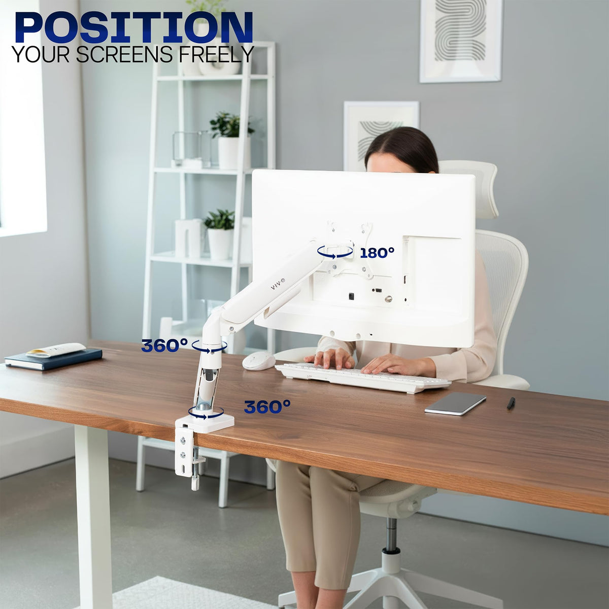 VIVO Single Monitor Arm Fully Adjustable 17-32 Inch White Desk NEW