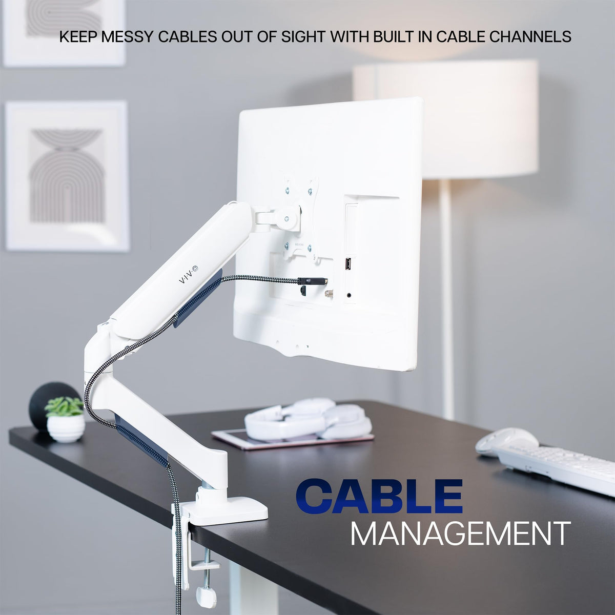 VIVO Single Monitor Arm Fully Adjustable 17-32 Inch White Desk NEW