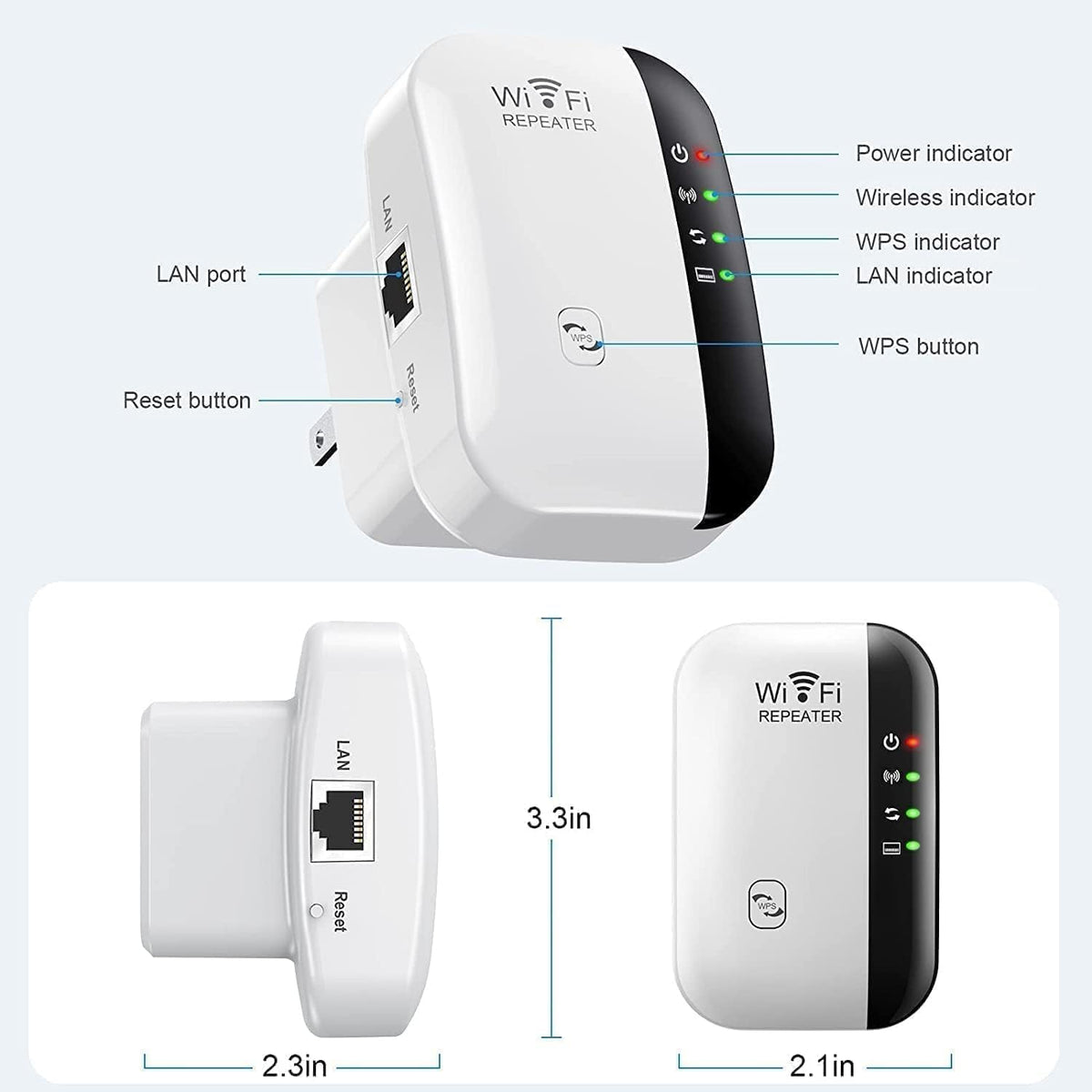 VIXLW WiFi Range Extender 4000 sq ft Coverage White 45 Devices NEW