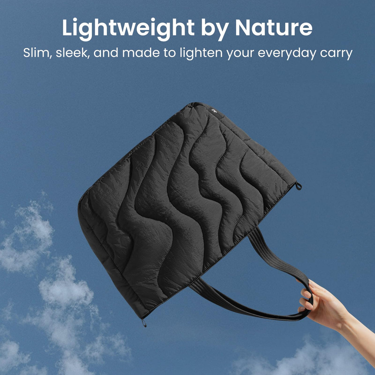 tomtoc Puffy Totes Laptop Tote Bag Lavascape Black Lightweight 30-40cm NEW