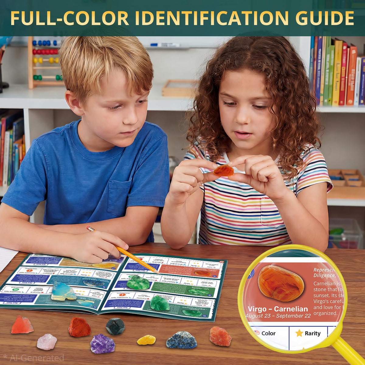 PIBEX Zodiac Science Stone Dig Kit - 12 Real Gems & Crystals Topaz Set NEW