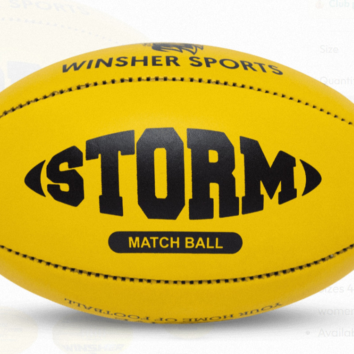 Winsher Storm Leather Australian AFL Football Yellow Size 4 NEW