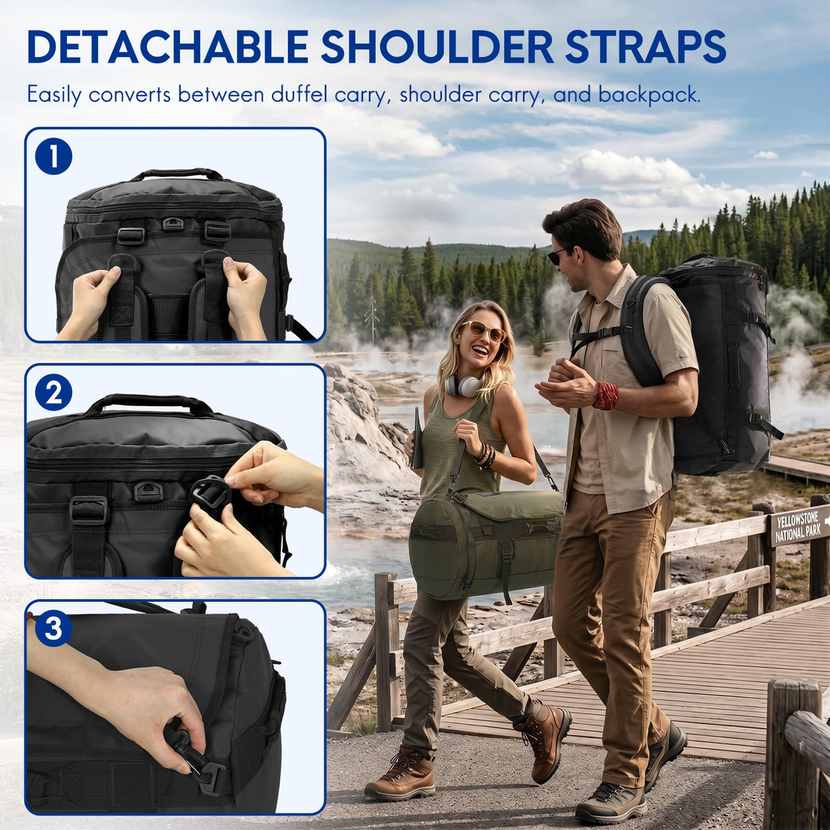 Haimont Duffle Sports Duffels Backpack Water Resistant Travel Bag 45L NEW