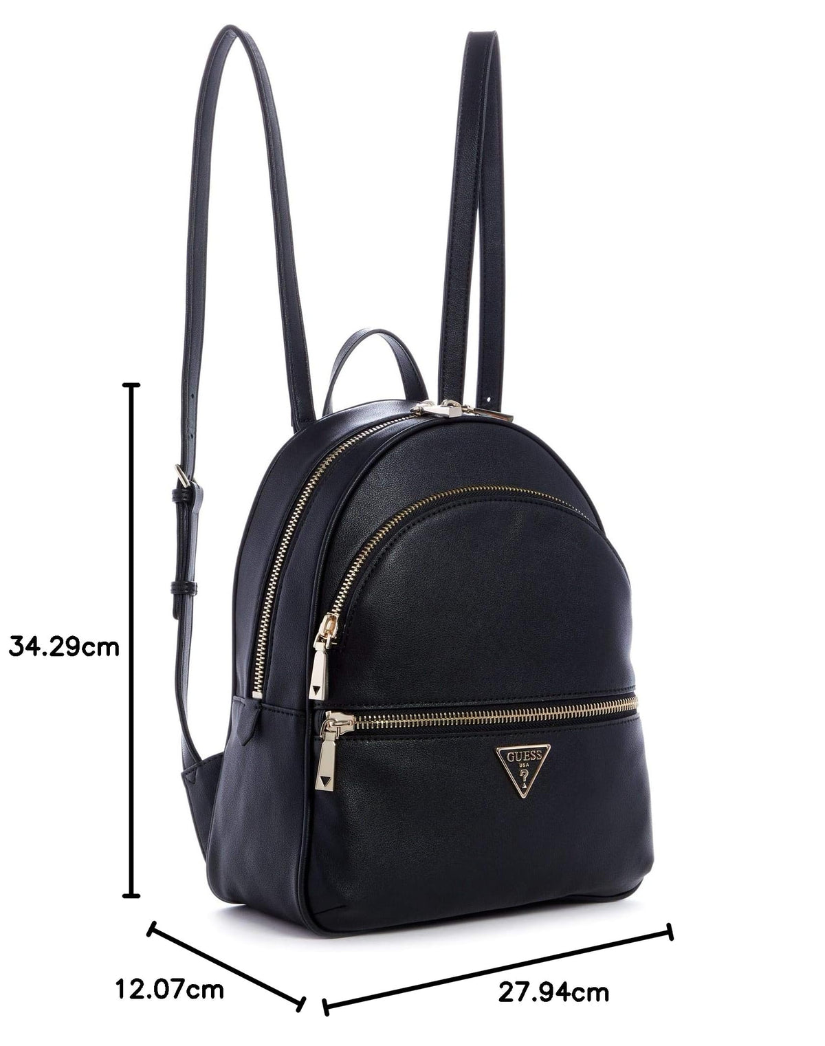GUESS Manhattan Large Casual Daypack Backpack - Black With Gold Accents NEW