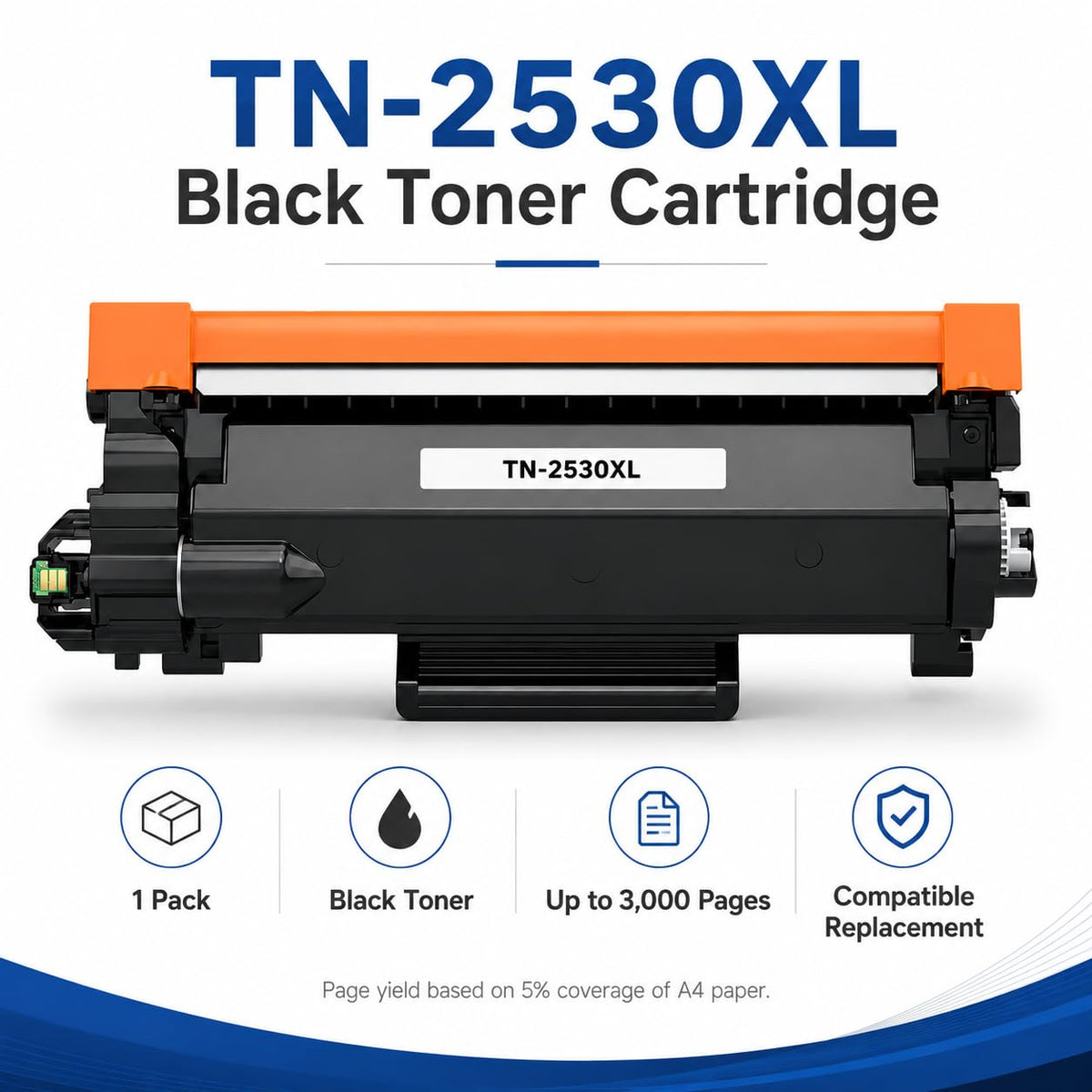 TAVICE TN2530XL Black Toner Cartridge for Brother Printers 2 Pack NEW