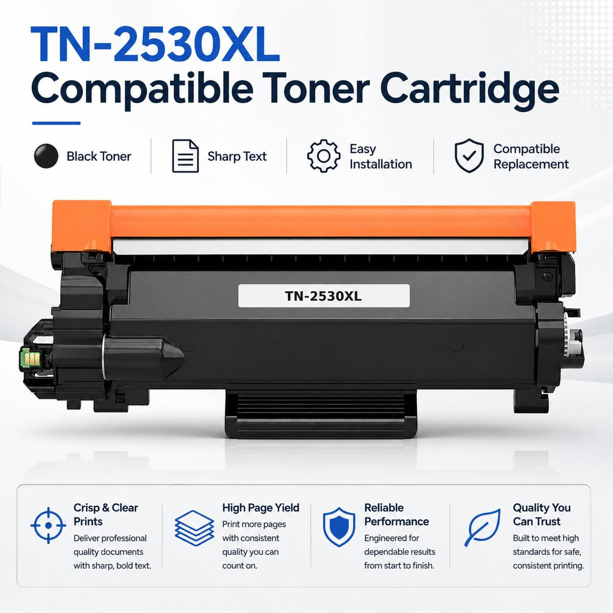 TAVICE TN2530XL Black Toner Cartridge for Brother Printers 2 Pack NEW