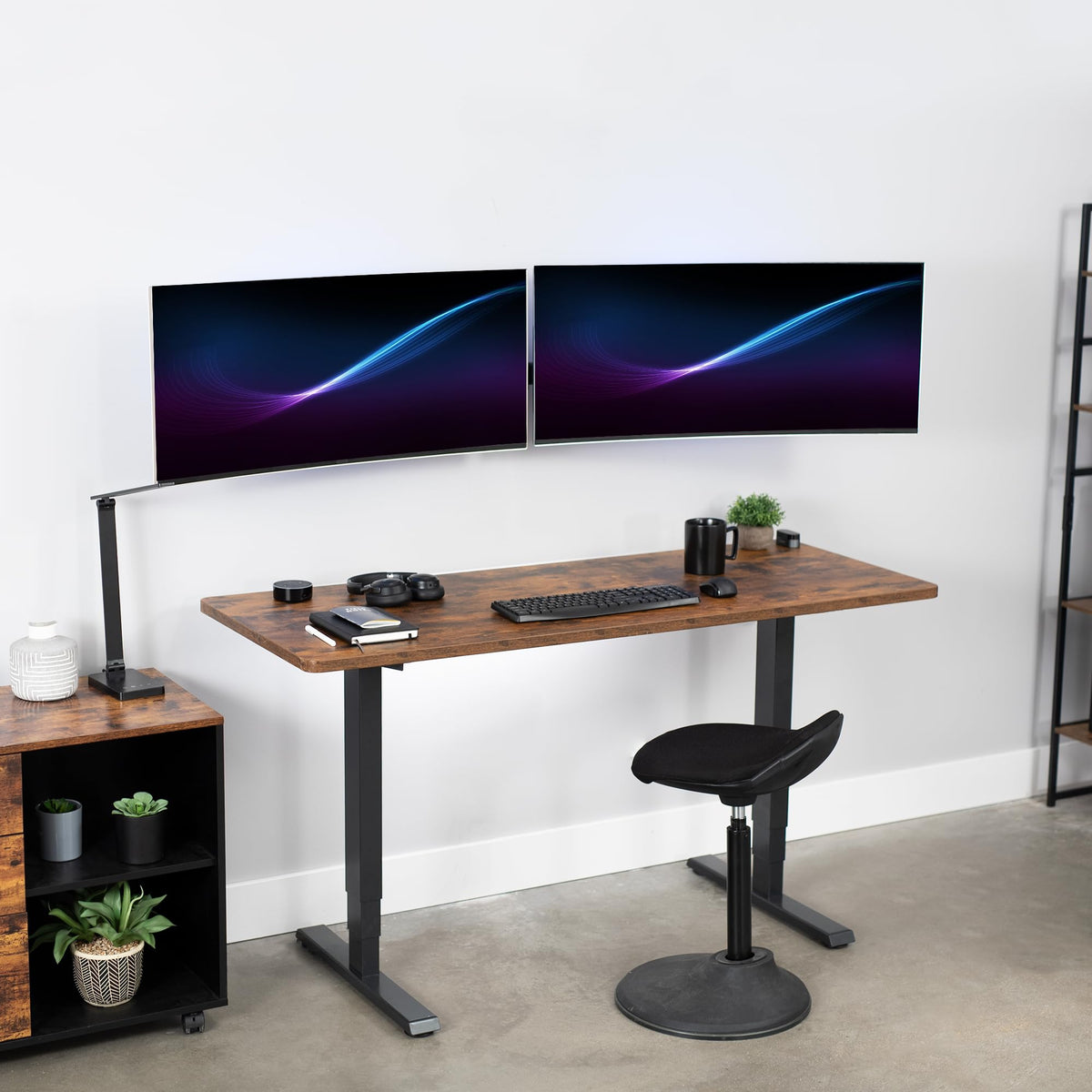 VIVO Premium Dual Monitor Arm Wall Mount Heavy Duty Black Steel NEW