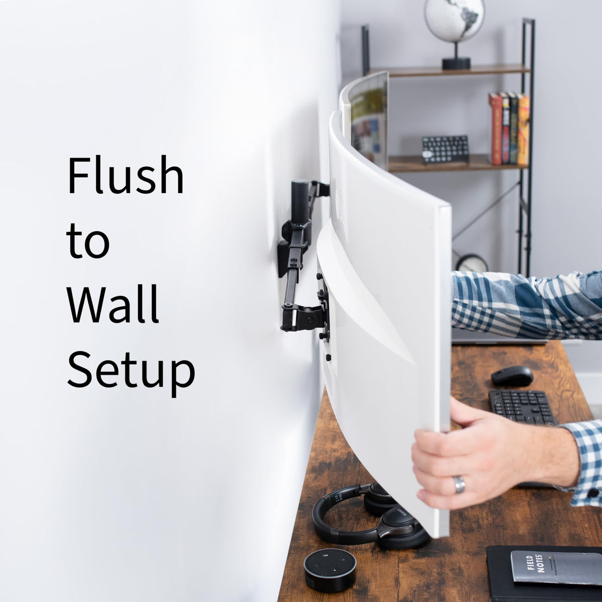 VIVO Premium Dual Monitor Arm Wall Mount Heavy Duty Black Steel NEW