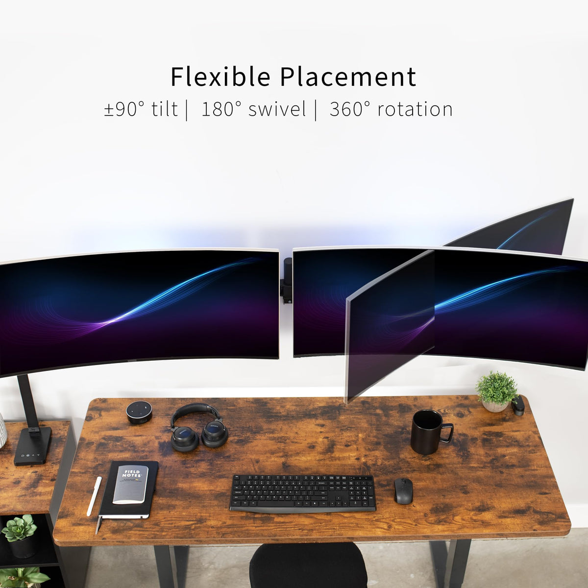VIVO Premium Dual Monitor Arm Wall Mount Heavy Duty Black Steel NEW
