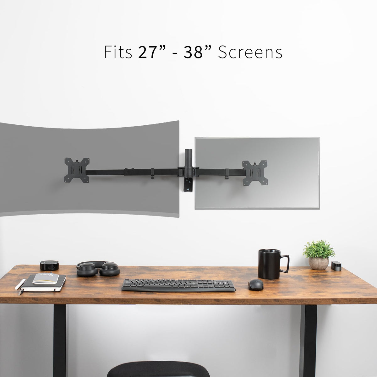 VIVO Premium Dual Monitor Arm Wall Mount Heavy Duty Black Steel NEW