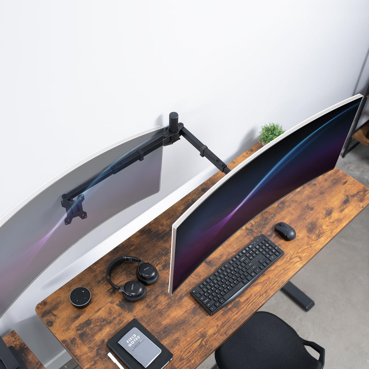 VIVO Premium Dual Monitor Arm Wall Mount Heavy Duty Black Steel NEW