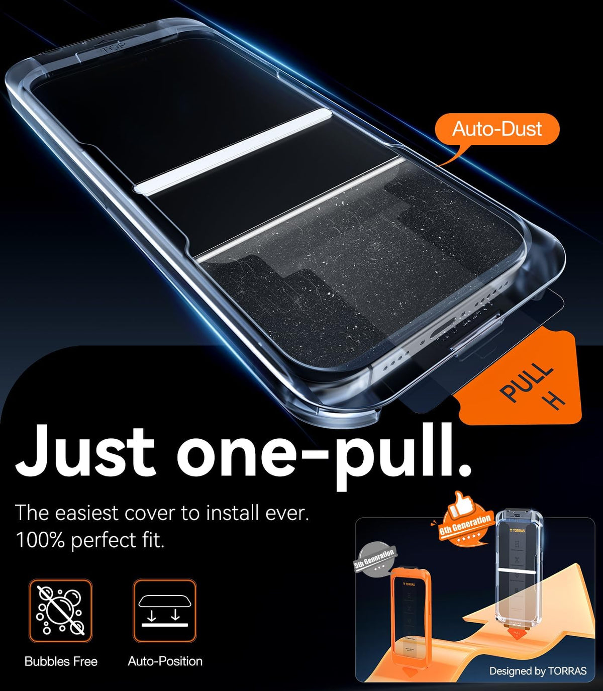 TORRAS Military-Grade Tempered Glass Screen Protector iPhone 16 Pro Max NEW
