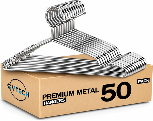 GVTECH Stainless Steel Clothing Hangers Heavy Duty Silver 50 Pack NEW