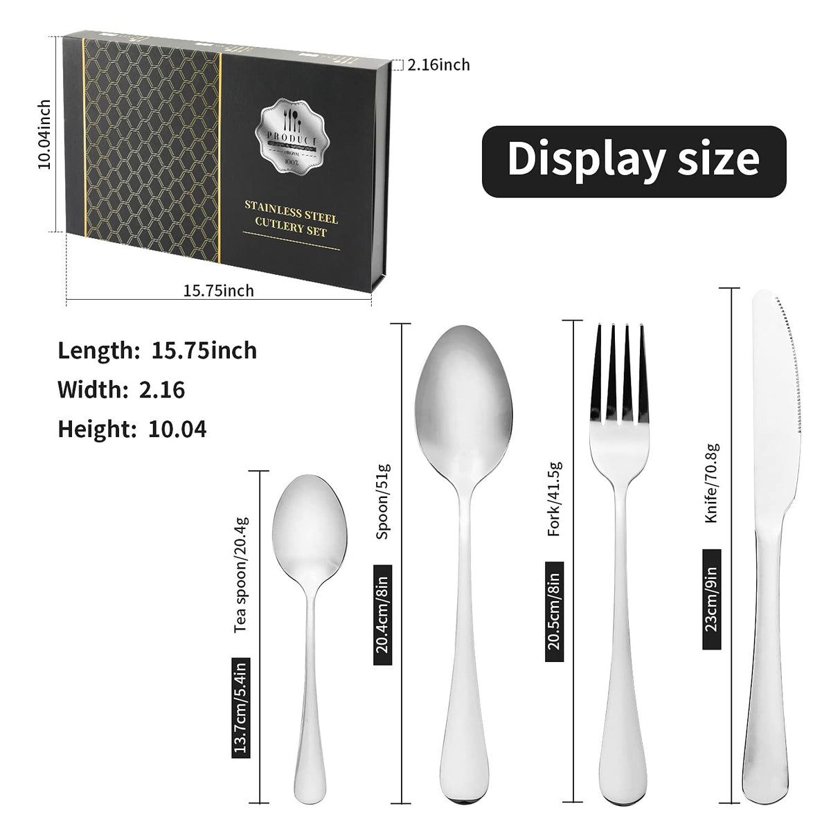 NAMUPIE 24-Piece Stainless Steel Flatware Set Silver with Gift Box NEW