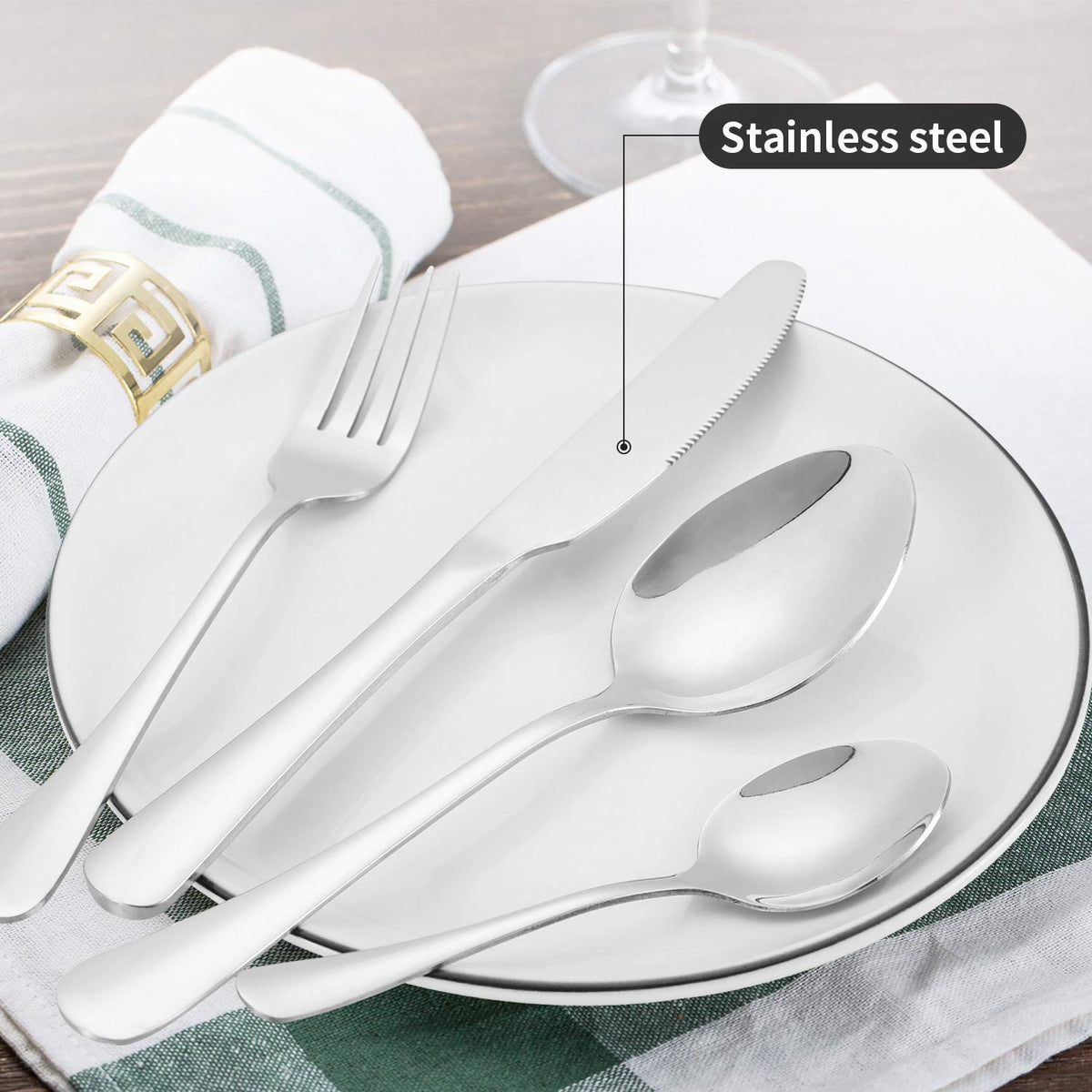 NAMUPIE 24-Piece Stainless Steel Flatware Set Silver with Gift Box NEW