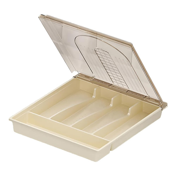 TOMVAES Off-White Dustproof Cutlery Tray with Dividers Kitchen Organizer DEMO