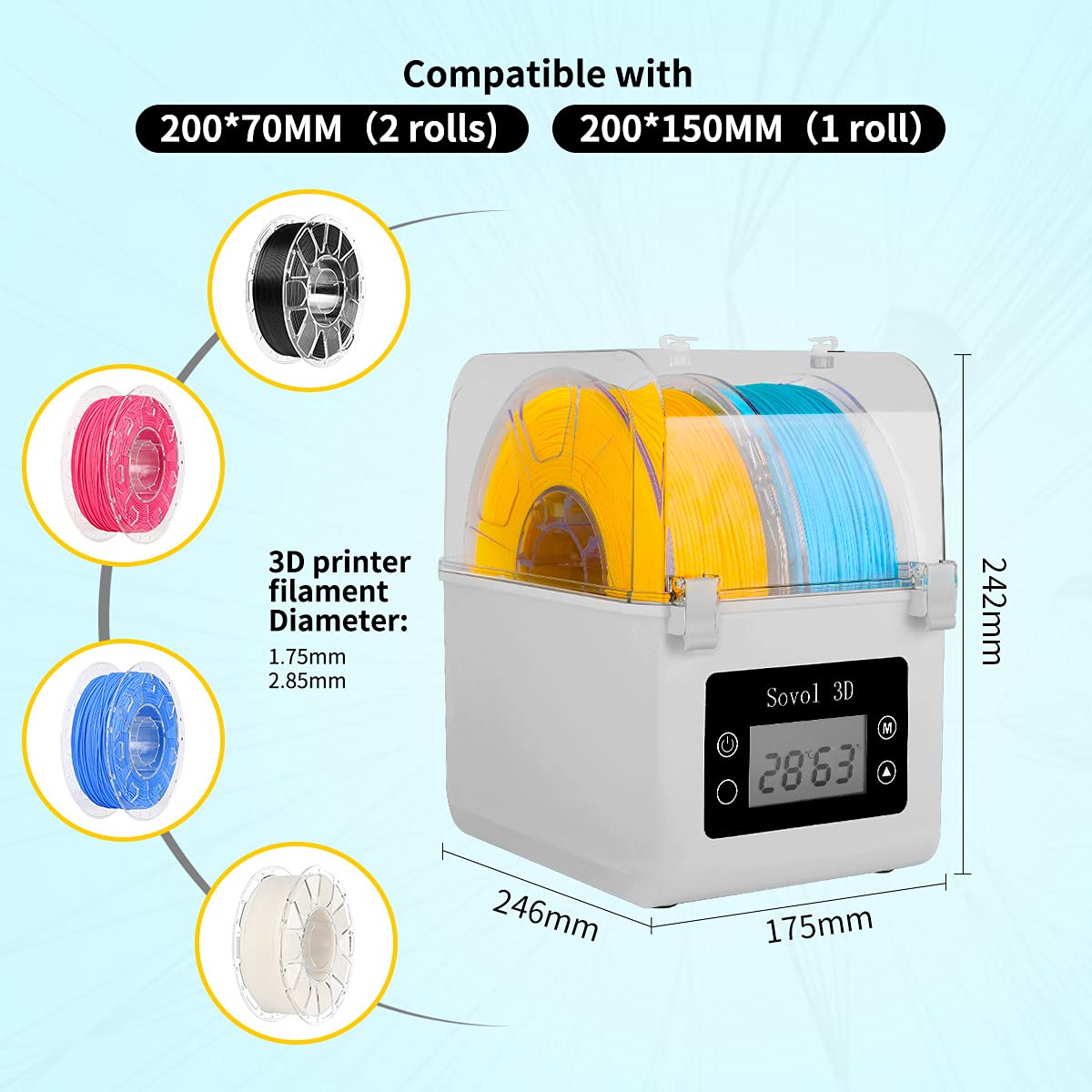 Sovol SH01 Filament Dryer & 3D Printer Spool Holder Dehydrator DEMO