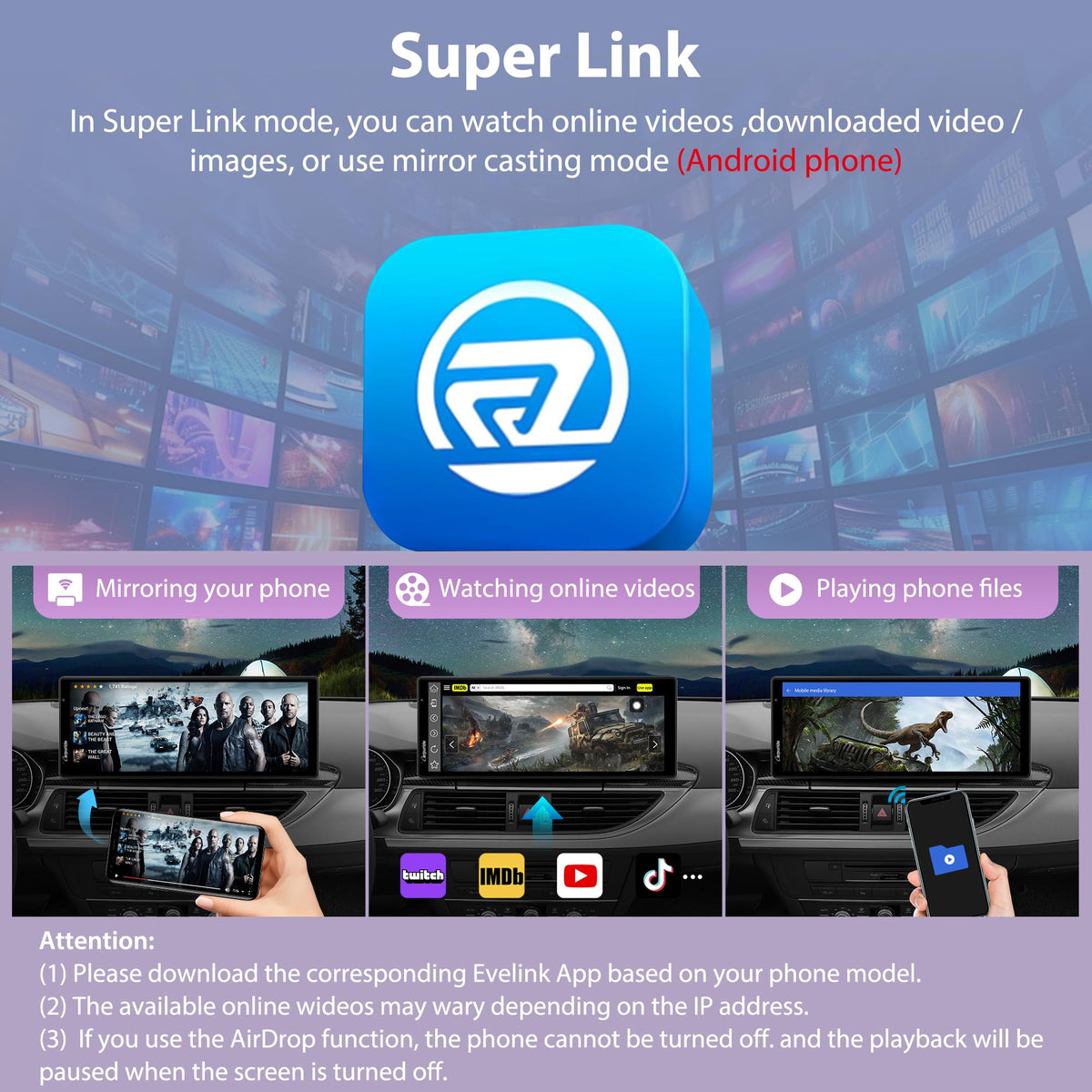 CARPURIDE Wireless On-Dash-Monitoring CarPlay Android Auto Dash Cam 10.26" DEMO