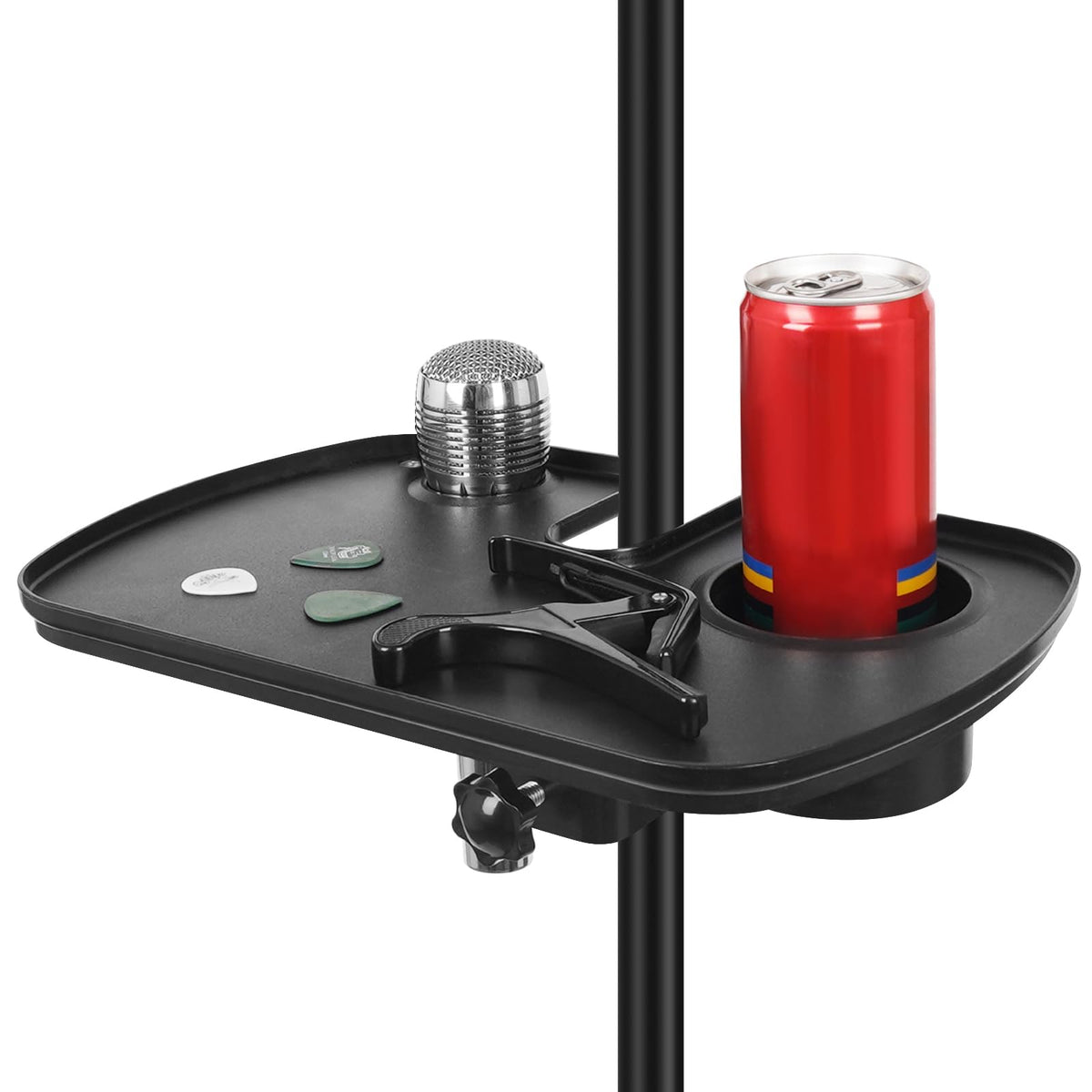 Geekria Microphone Stand Tray with Cup Holder - Black DEMO