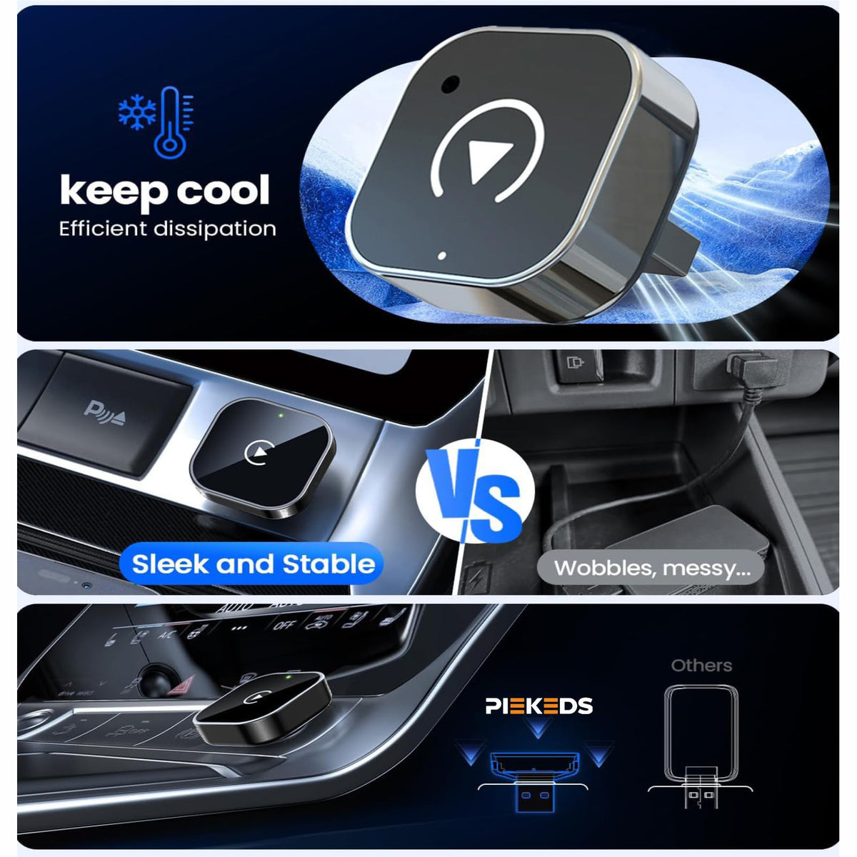 Piekeds Wireless CarPlay Adapter USB Mini for Car - Input DEMO