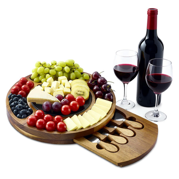 RAXCO Brown Acacia Wood Cheese Board Serving Platter 12.6 inches NEW