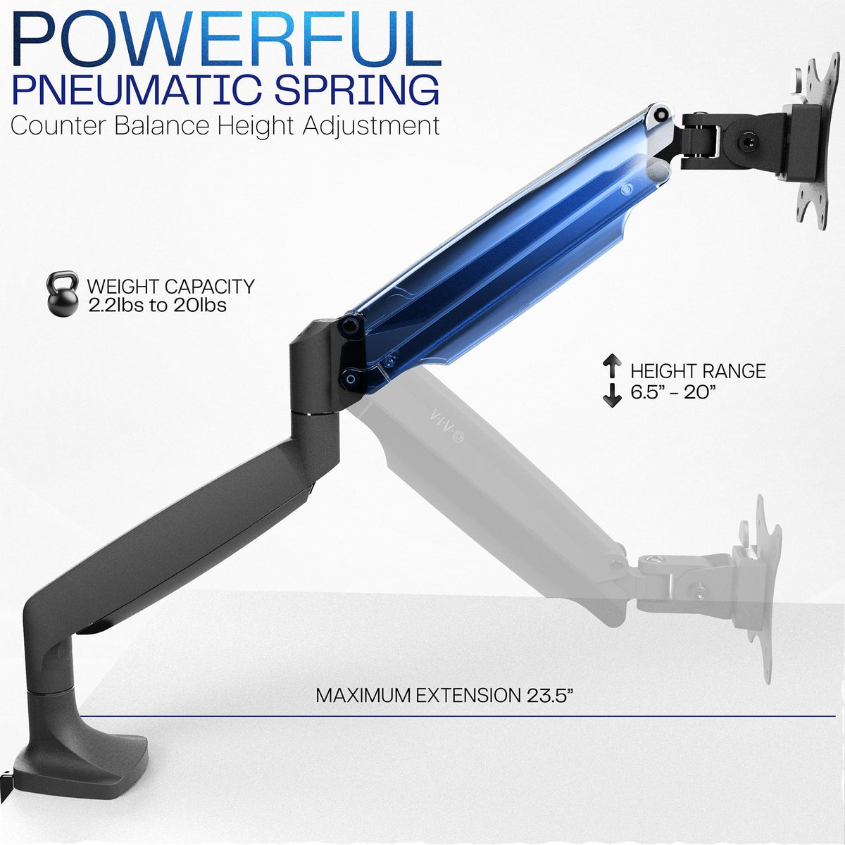 VIVO Premium Aluminum Height Adjustable Monitor Arm Black DEMO