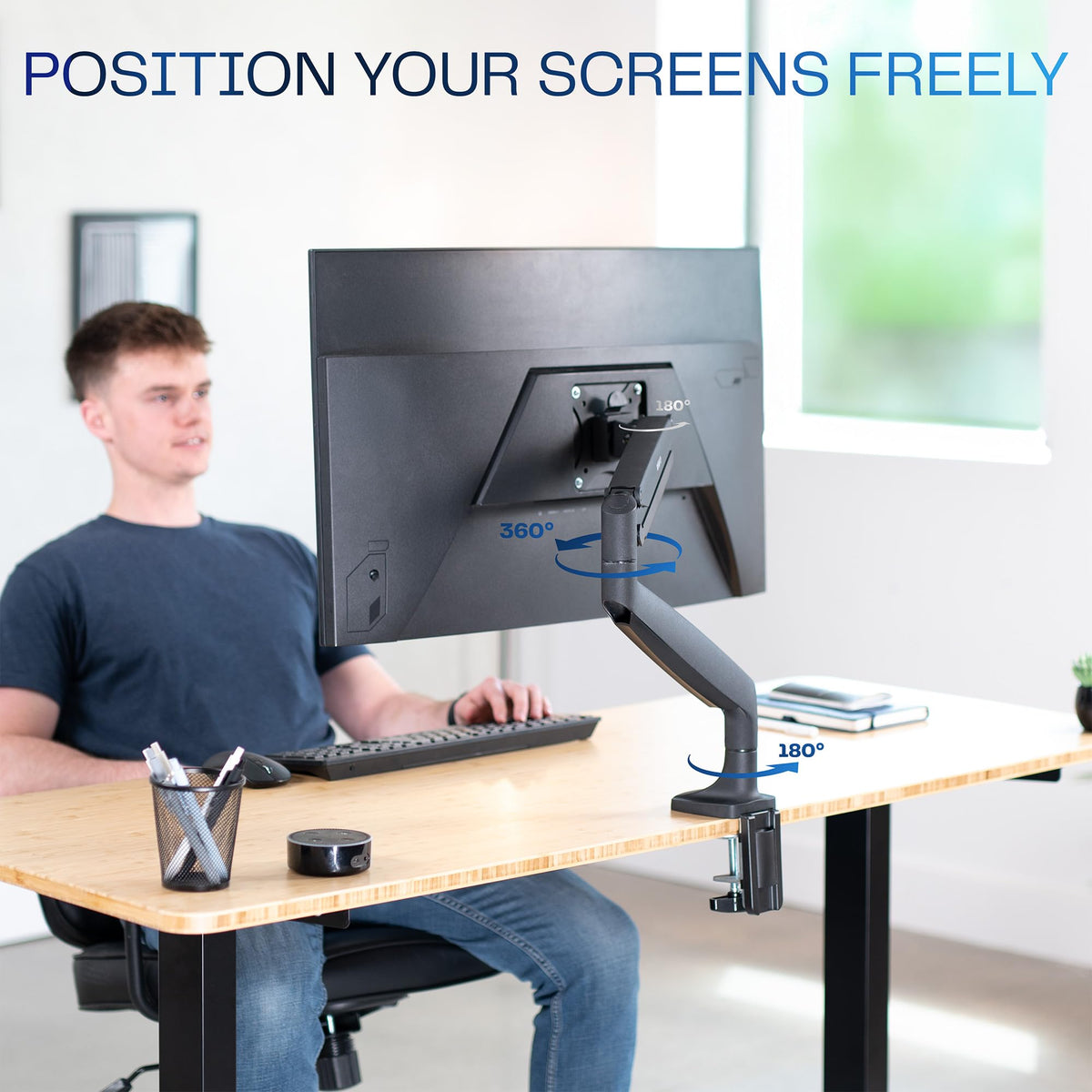 VIVO Premium Aluminum Height Adjustable Monitor Arm Black DEMO