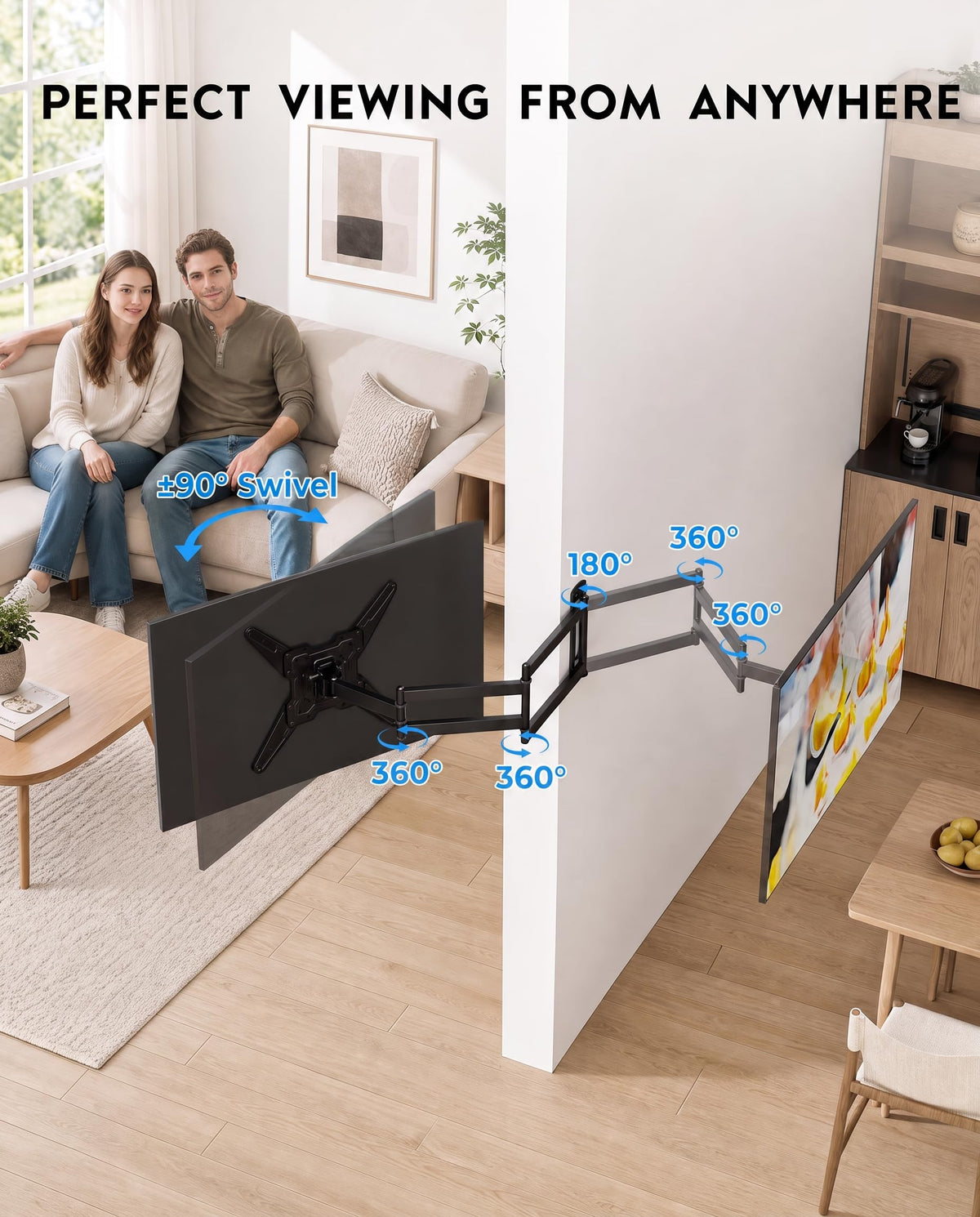 BONTEC Full Motion TV Wall Mount Bracket for 26-65 Inch Black DEMO